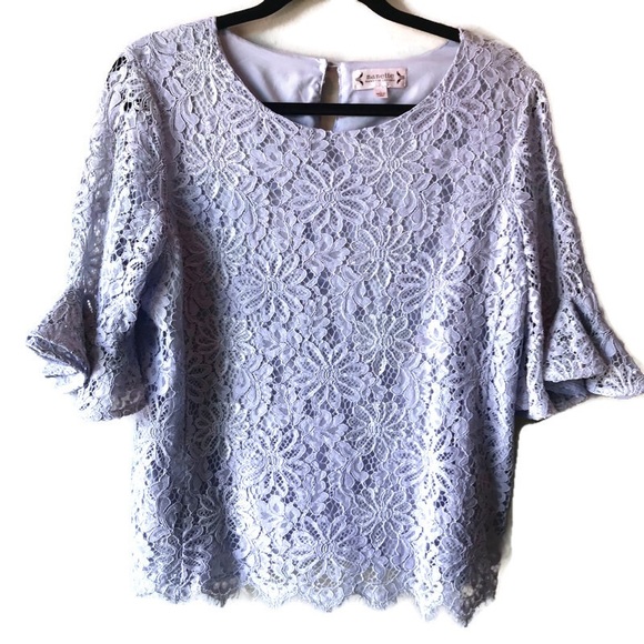 Nanette Lepore Tops - Nanette Lepore Lace Crew Neck Top Lavender